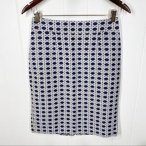 Banana Republic Navy Blue Jacquard Pencil Skirt size 2